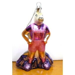 Christmas Ornament, Archie McPhee Lederhosen Unicorn Glass Open No Box Christmas